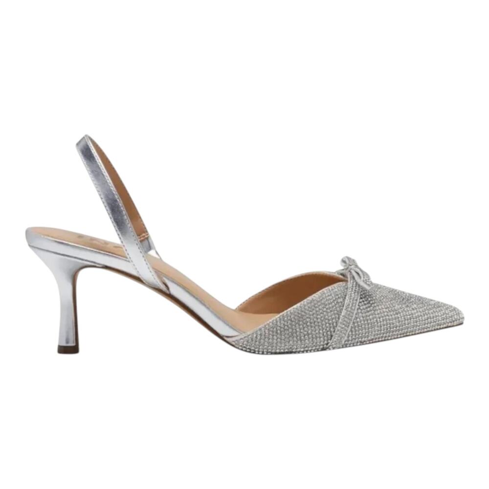 INC Women's Gelsey Slingback Kitten Heel Pumps Silver Crystal Size 9 1/2 - Picture 2 of 3